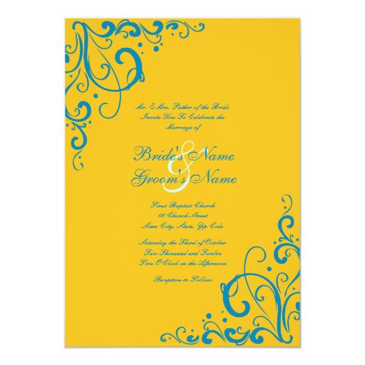 Blue And Yellow Wedding Invitations 4