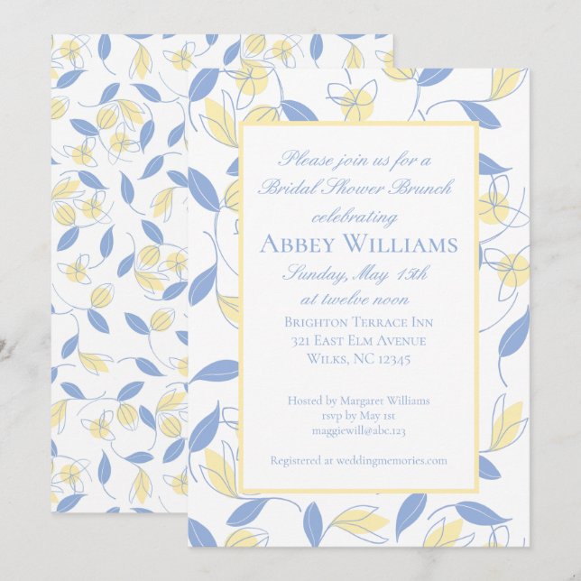 Blue and Yellow Flowers  Bridal Shower Invitation (Front/Back)