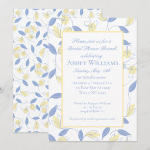 Blue and Yellow Flowers Bridal Shower Invitation