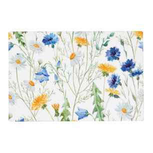 Blue and yellow flowers placemat