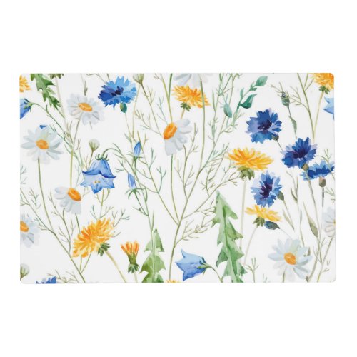 Blue and yellow flowers placemat