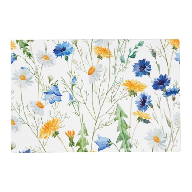 Blue and yellow flowers placemat (Front)
