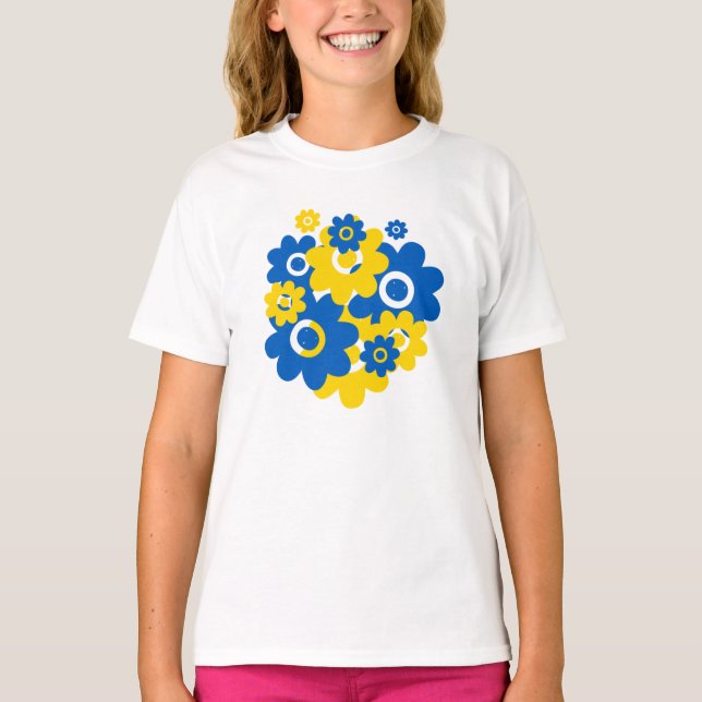 Blue and Yellow Flowers T-Shirt (Front)