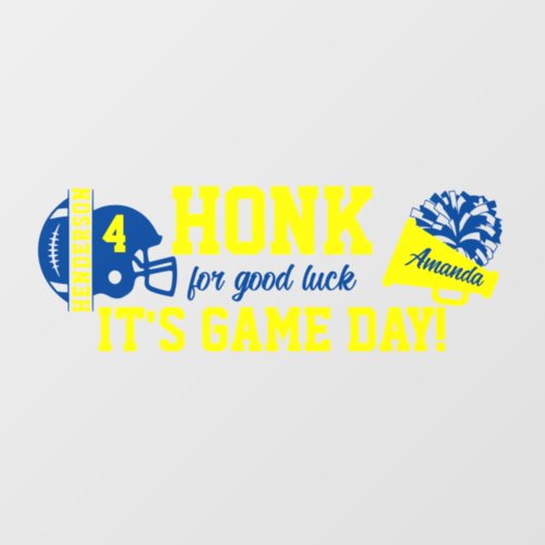 Blue and Yellow Football and Cheer Window Cling