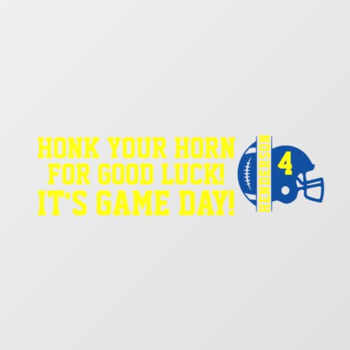 Blue and Yellow Football Game Day Back Window Cling