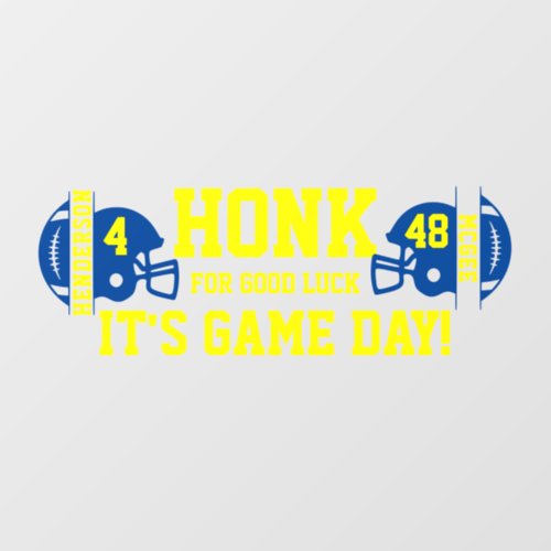 Blue and Yellow Football Game Day Back Window Cling