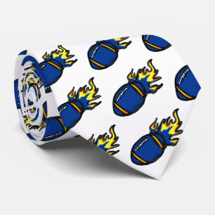 BLUE AND YELLOW FOOTBALLS      NECK TIE