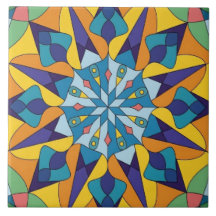 Blue and yellow fractal geometric pattern