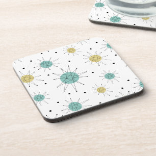 Blue and Yellow Franciscan Starburst Mid Century Beverage Coaster