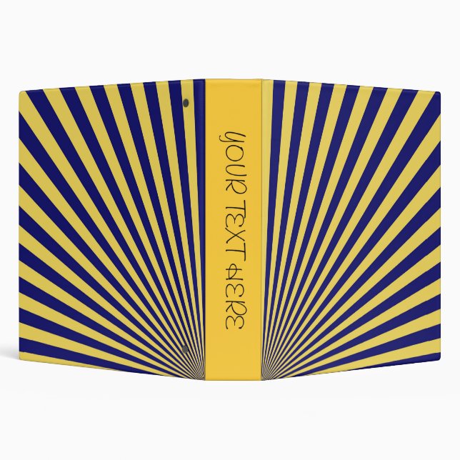 Blue and Yellow Funky Striped Abstract Art Binders (Background)