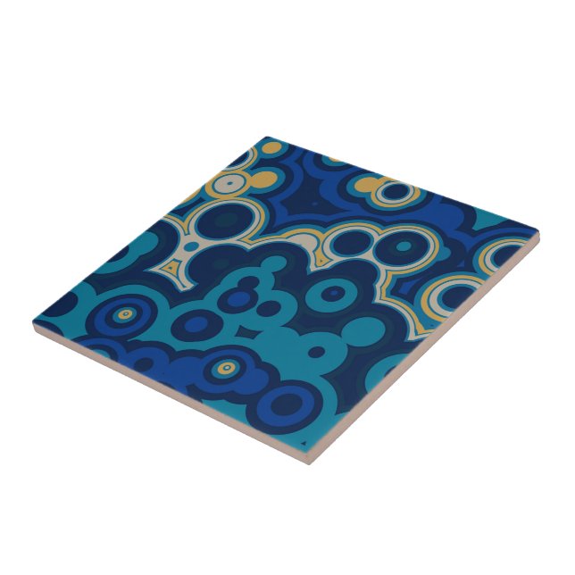 Blue and Yellow geometric Ceramic Tile (Side)