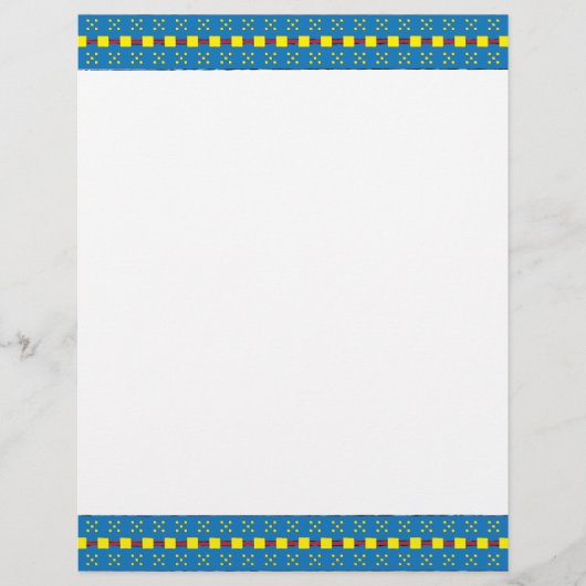 Blue and Yellow Geometric Ethnic Folk art pattern (Front)