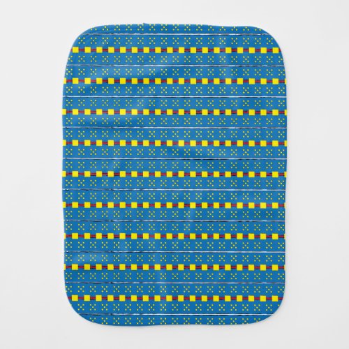 Blue and Yellow Geometric Ethnic Folk art pattern Baby Burp Cloth