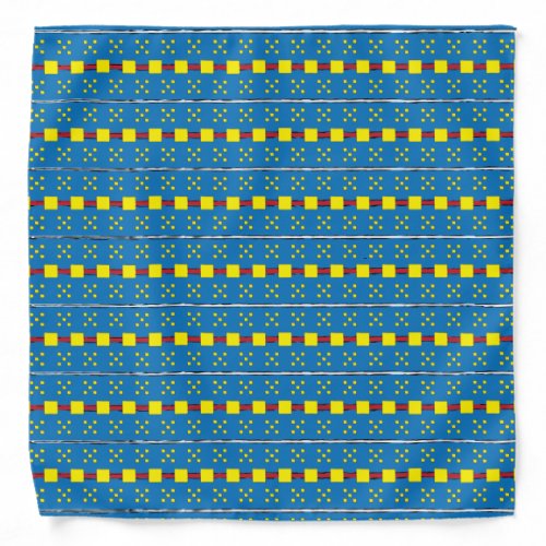 Blue and Yellow Geometric Ethnic Folk art pattern Bandana