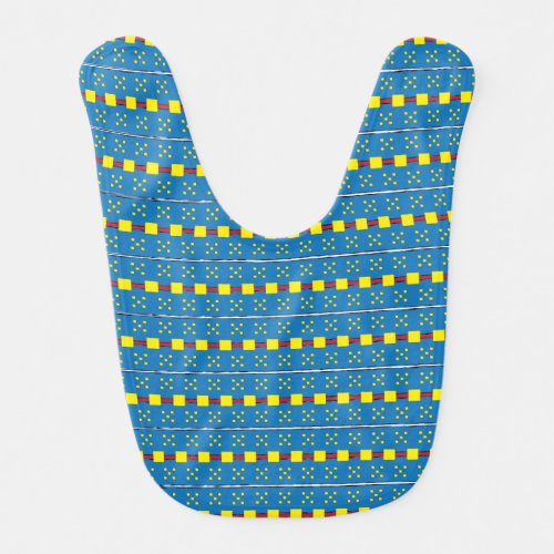 Blue and Yellow Geometric Ethnic Folk art pattern Bib