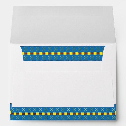 Blue and Yellow Geometric Ethnic Folk art pattern Envelope