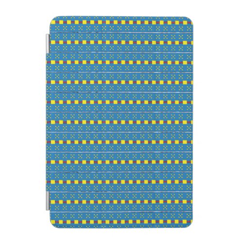 Blue and Yellow Geometric Ethnic Folk art pattern iPad Mini Cover