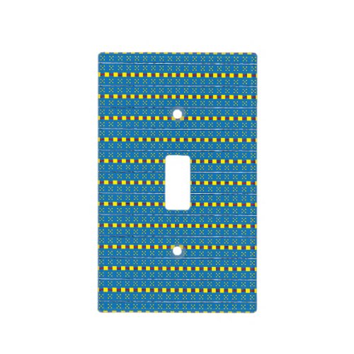 Blue and Yellow Geometric Ethnic Folk art pattern Light Switch Cover