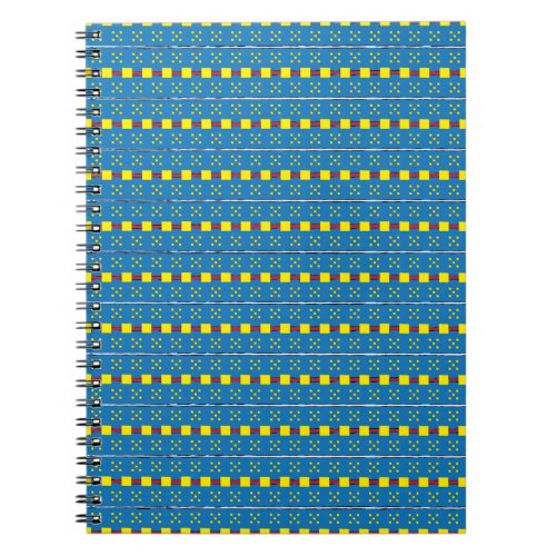 Blue and Yellow Geometric Ethnic Folk art pattern Notebook