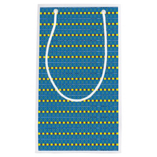 Blue and Yellow Geometric Ethnic Folk art pattern Small Gift Bag
