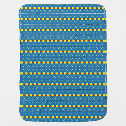 Blue and Yellow Geometric Ethnic Folk art pattern Stroller Blanket