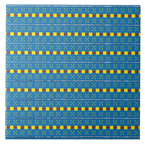Blue and Yellow Geometric Ethnic Folk art pattern Tile