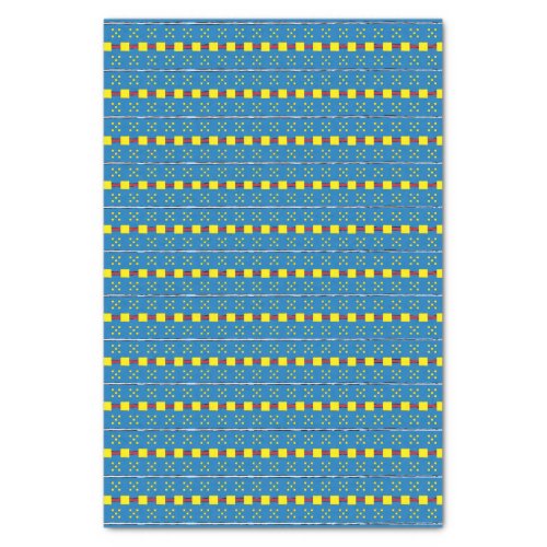 Blue and Yellow Geometric Ethnic Folk art pattern Tissue Paper