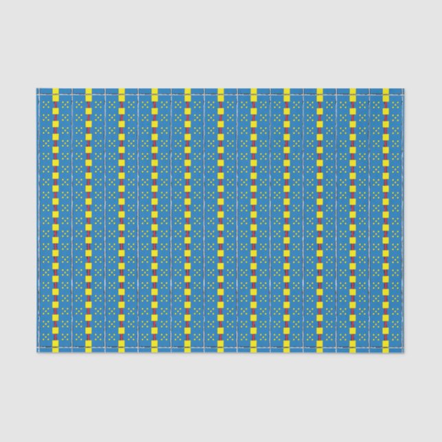 Blue and Yellow Geometric Ethnic Folk art pattern Tissue Paper (Front)