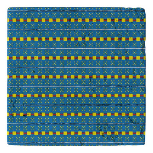 Blue and Yellow Geometric Ethnic Folk art pattern Trivet