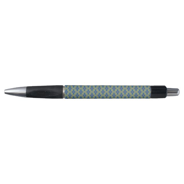 Blue and Yellow Geometric Pattern Pen (Front)