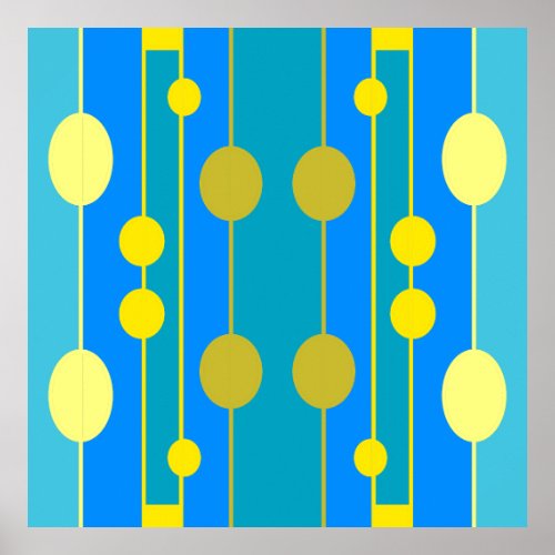 Blue and yellow geometric pattern poster