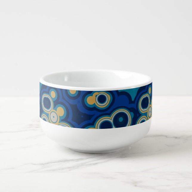 Blue and Yellow geometric Soup Mug (Front)