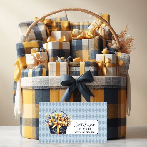 Blue and Yellow Gift Basket Business Card