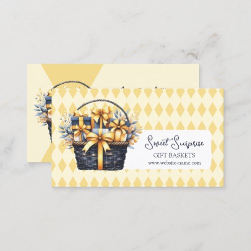 Blue and Yellow Gift Basket Business Card