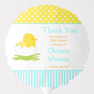Blue and Yellow Girl Chick Baby Shower Balloon