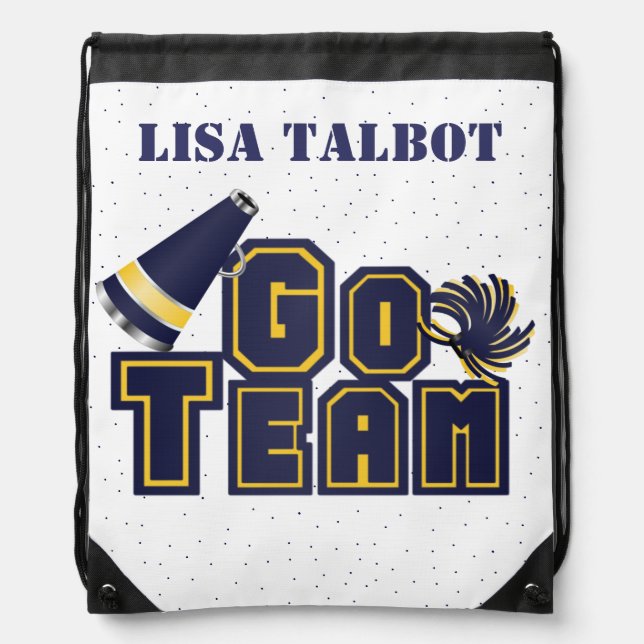 Blue and Yellow Go Team Cheerleader Backpack (Front)
