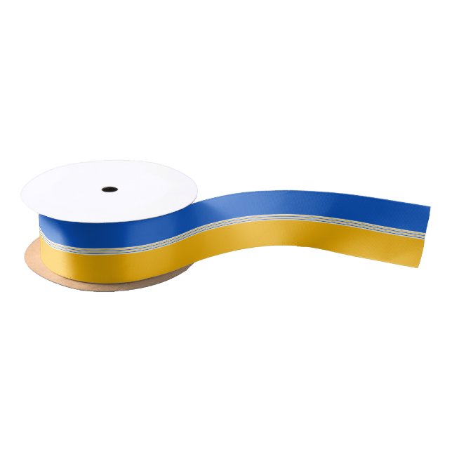 Blue and Yellow Gold Stripes Satin Ribbon (Spool)