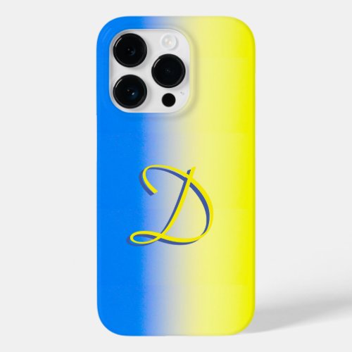Blue and Yellow gradient Ukraine Inspired monogram Case_Mate iPhone 14 Pro Case
