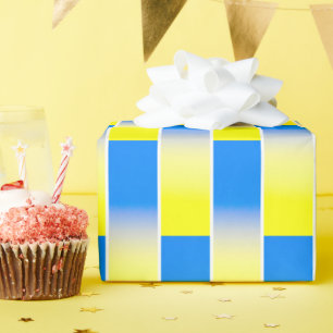 Blue and Yellow Gradient Ukraine Inspired No War Wrapping Paper