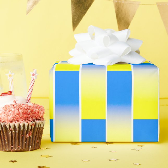 Blue and Yellow Gradient Ukraine Inspired No War Wrapping Paper (Birthday Party)