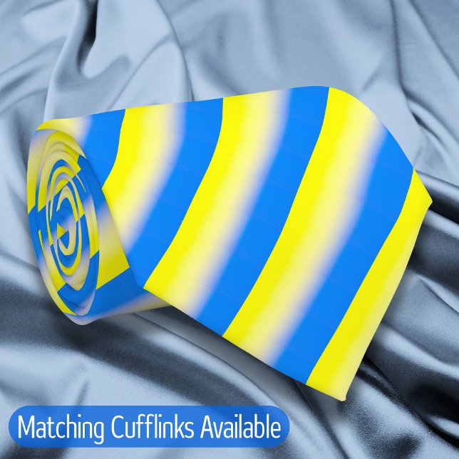 Blue and Yellow Gradient Ukraine Inspired Peace Neck Tie (There are 4 Pairs of Matching Cufflinks. Please Check Out "Other products from this collection.")