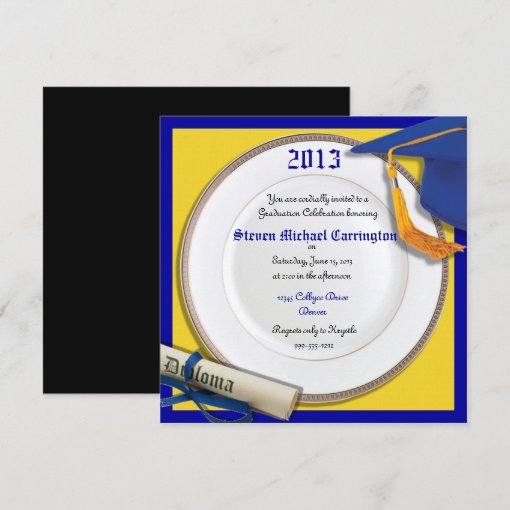 Blue and Yellow Graduation Party Invitations | Zazzle