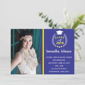 Blue and Yellow Graduation Party Invite | Zazzle