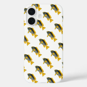 Blue and Yellow Grouper Fish, Vintage Marine Life iPhone 16 Case