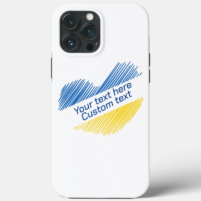 Blue and yellow heart. Custom text. Customizable Case-Mate iPhone Case (Back)