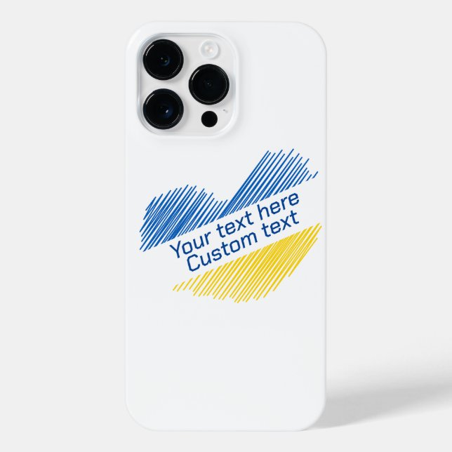 Blue and yellow heart. Custom text. Customizable iPhone Case (Back)