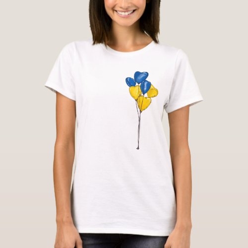 Blue and yellow heart shaped balloons Ukraine T_Shirt