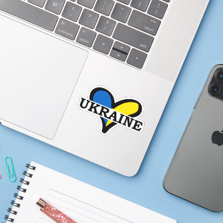 Blue and yellow heart, Ukrainian flag colors Sticker