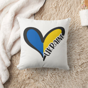 Blue and yellow heart, Ukrainian flag colors Throw Pillow
