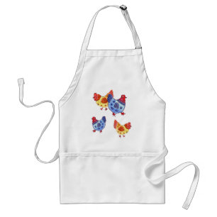 blue and yellow hens several adult apron